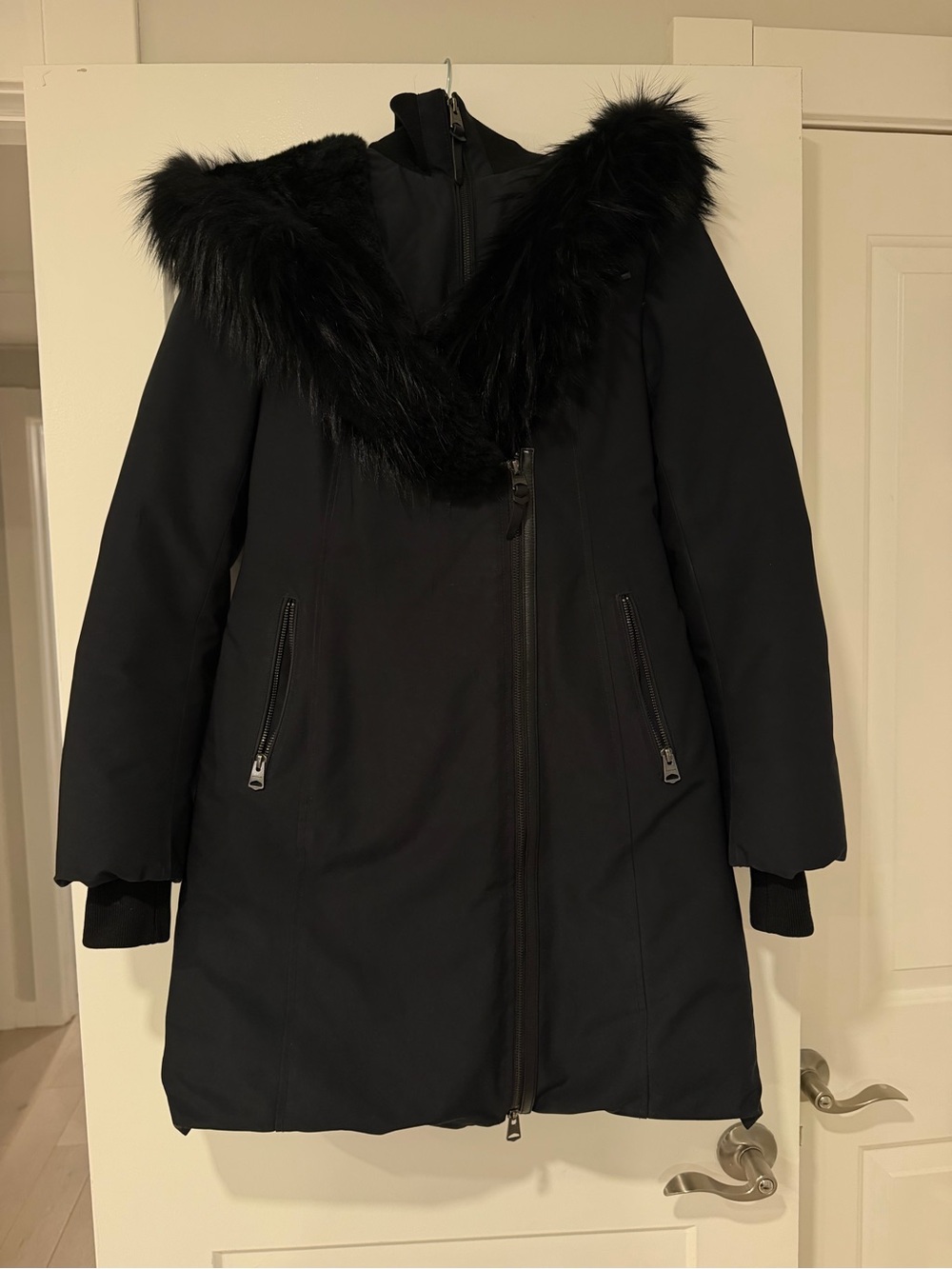 Mackage Black Faux-Fur Trim Puffer Coat